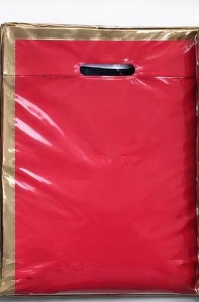 Пакет поліетиленовий з прорізною ручкою, 39 х 27см (10803 red-gold)