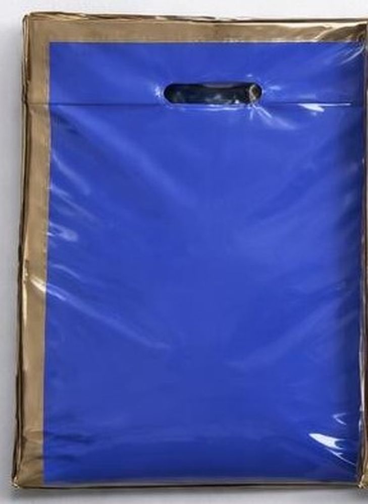 Пакет поліетиленовий з прорізною ручкою, 39 х 27см (10803 blue-gold)