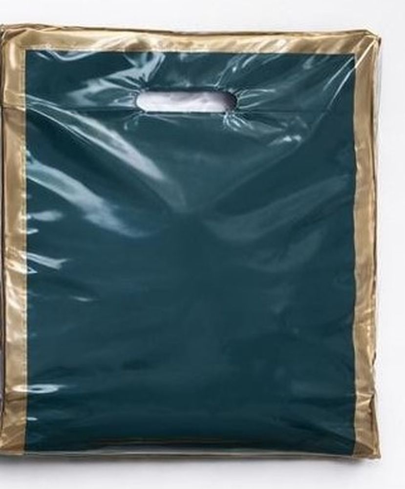 Пакет поліетиленовий з прорізною ручкою, 39 х 27см (10803 green-gold)