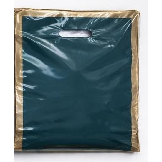 Пакет поліетиленовий з прорізною ручкою, 39 х 27см (10803 green-gold)