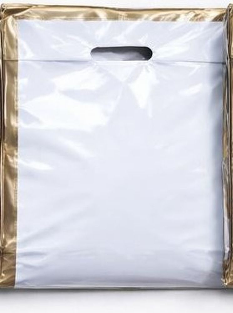 Пакет поліетиленовий з прорізною ручкою, 39 х 27см (10803 white-gold)