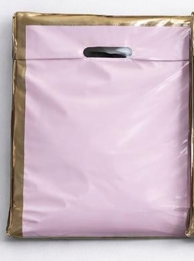Пакет поліетиленовий з прорізною ручкою, 39 х 27см (10803 pink-gold)
