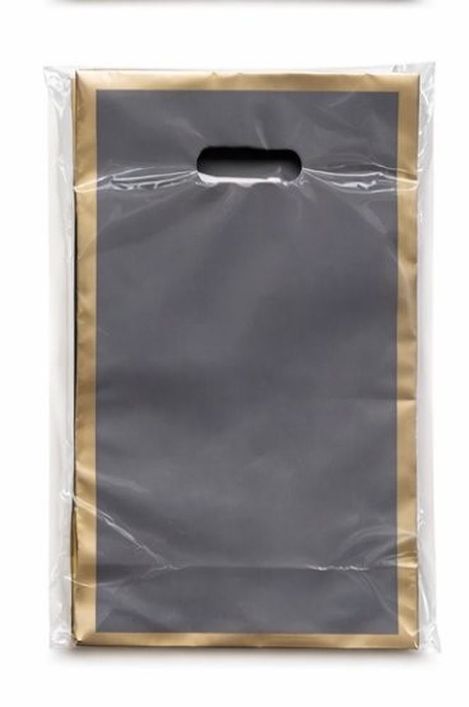 Пакет поліетиленовий з прорізною ручкою, 30 х 20см (10804 gray-gold)
