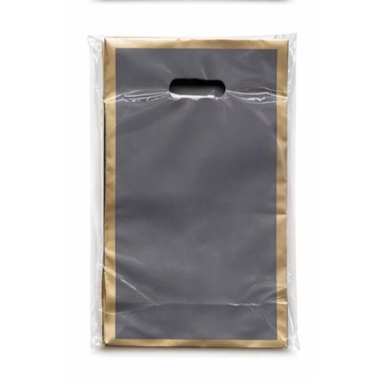 Пакет поліетиленовий з прорізною ручкою, 30 х 20см (10804 gray-gold)