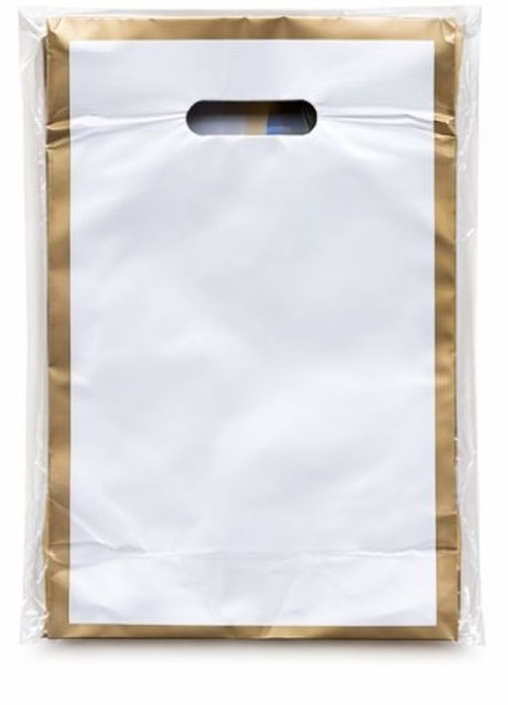 Пакет поліетиленовий з прорізною ручкою, 30 х 20см (10804 white-gold)