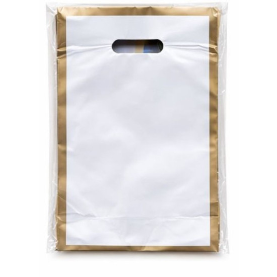 Пакет поліетиленовий з прорізною ручкою, 30 х 20см (10804 white-gold)