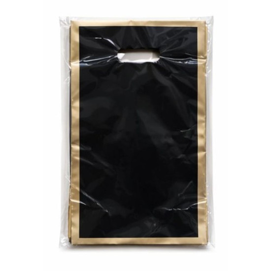 Пакет поліетиленовий з прорізною ручкою, 30 х 20см (10804 black-gold)