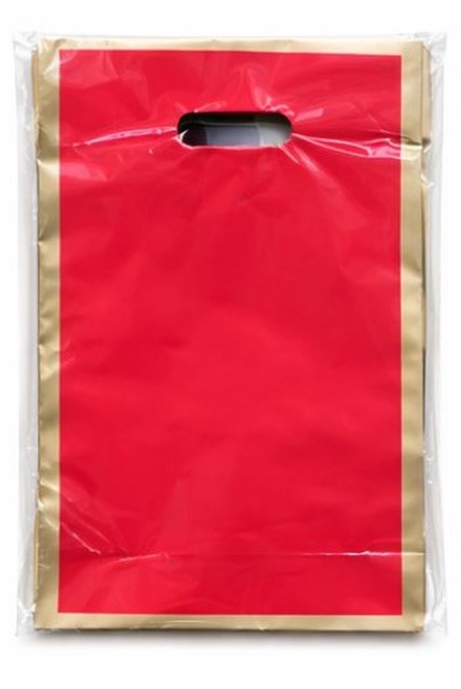 Пакет поліетиленовий з прорізною ручкою, 30 х 20см (10804 red-gold)