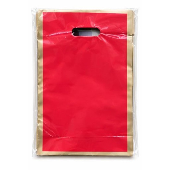 Пакет поліетиленовий з прорізною ручкою, 30 х 20см (10804 red-gold)