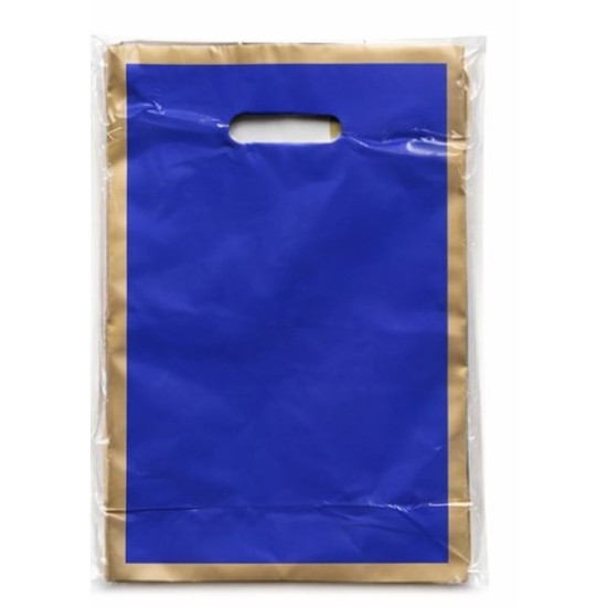 Пакет поліетиленовий з прорізною ручкою, 30 х 20см (10804 blue-gold)
