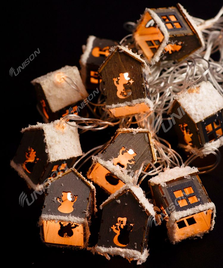 Фигурки 10 LED, "ДОМИК", 4м + переходник, теплый белый (1651-07)