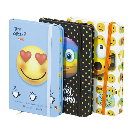 Блокнот NA696080, A6, 70g, гумова стрічка, 96 аркушів,  4 дизайни (NA696080)