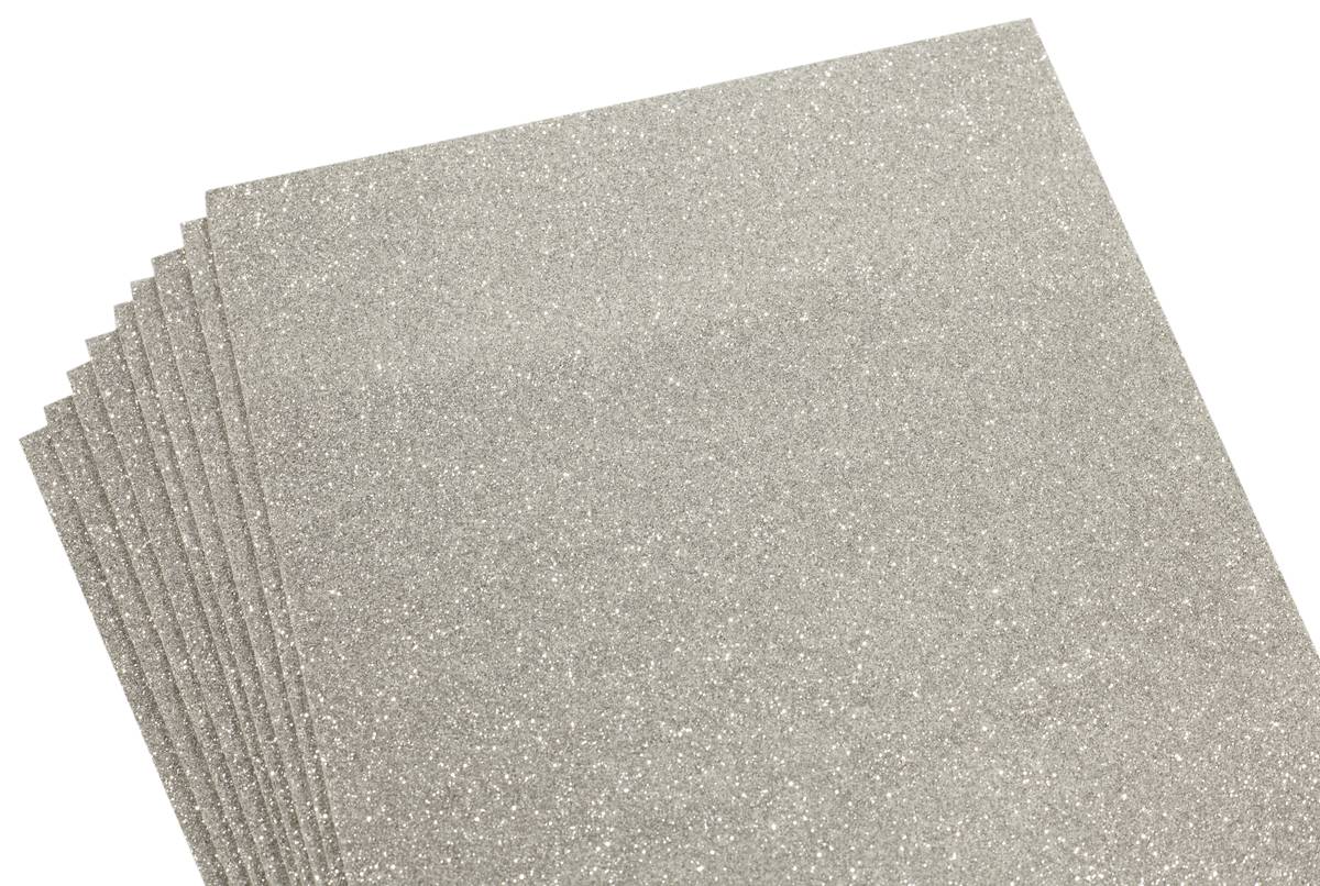 Фоаміран 2мм сріблястий з глітером (10 аркушів) (7949)