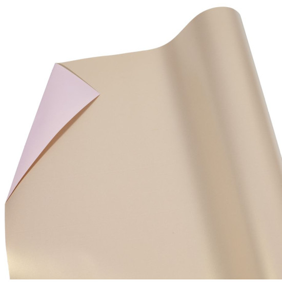 Плівка 0,6х9м, з золотим напиленням для квітів двостороння бісквітний + рожевий (PTGD-05)