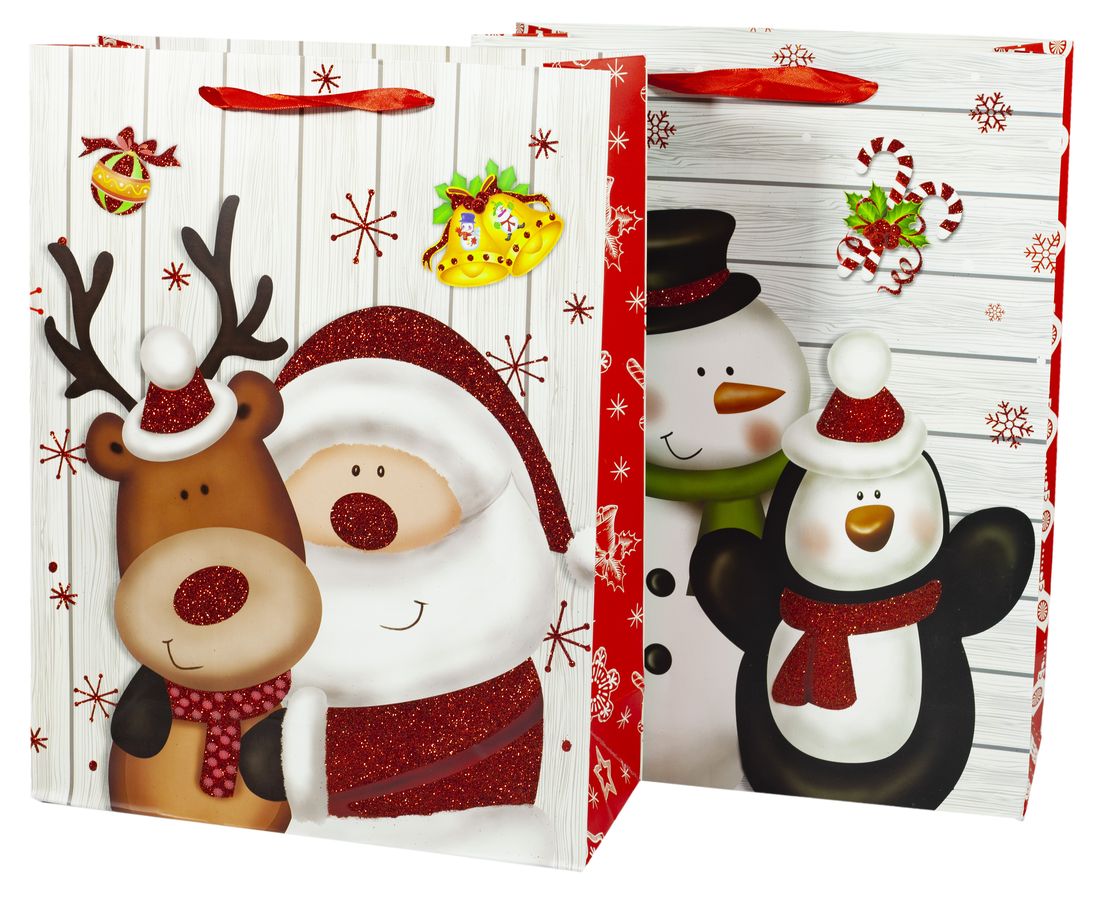 Пакет подарунковий 9318M,  новорічний з глітером, 26*32*10cm (9318M)