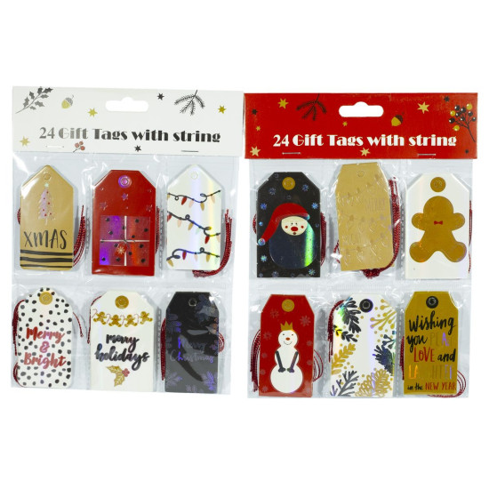 Новорічні теги 24шт в уп. (P111)