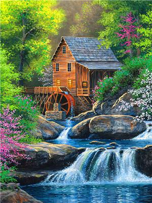 Картина по номерам "Мельница на воде" 40*50см,крас.-акрил,кисть-3шт. (RA3643)