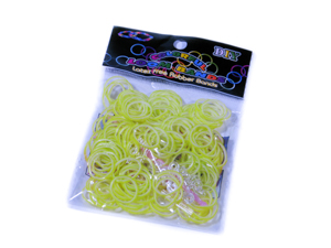 Набір резинок для плетіння браслетів,  дворівневі жовто-білі, 200шт./уп (Нт 118.7)