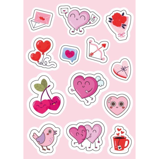Наліпки А5 для закоханих, 10шт/уп Рожевий Unison (VD-2)