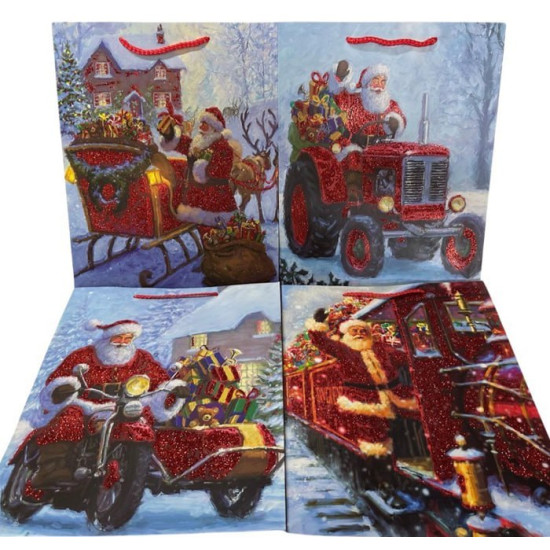 Пакет новорічний з глітером  EF-2330L-2, 26х32х10см 210гр, 4 дизайни Різнокольоровий Unison (EF-2330L-2)