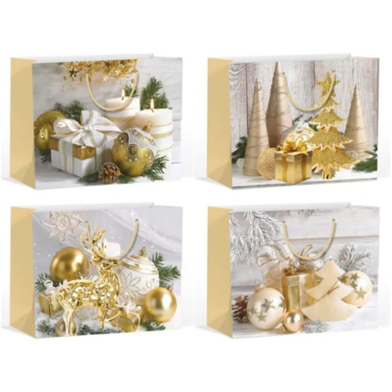 Новогодний подарочный пакет с глиттером "Новогоднее настроение", 32х25х10см, Разноцветный Unison (DV-BK9754-1M)