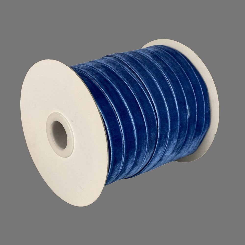 Оксамитова стрічка  1,0 см х 50 ярдів Синій Marill (D00810- C 67)