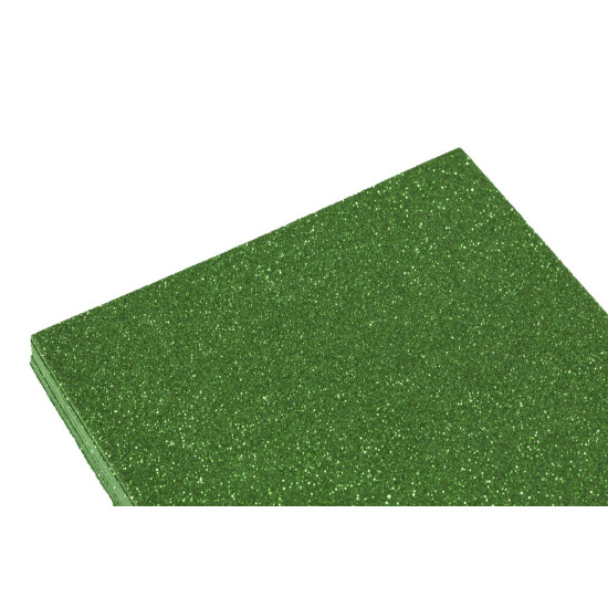 Фоаміран 2мм темно зеленийц з глітером  10аркушів Зелений Unison (8952)