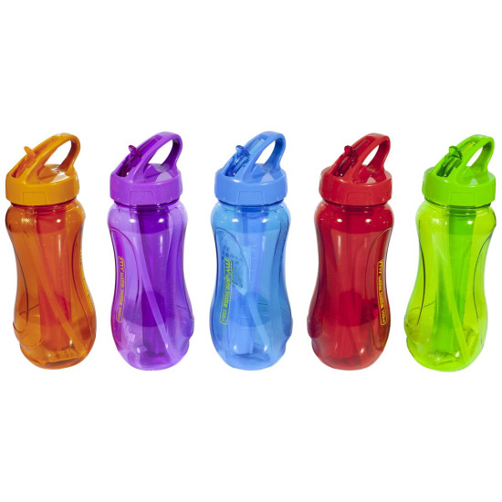 Бутылка для воды "Bottle"c трубочкой,прозрачная, 550мл, mix6, 6281 (6281)