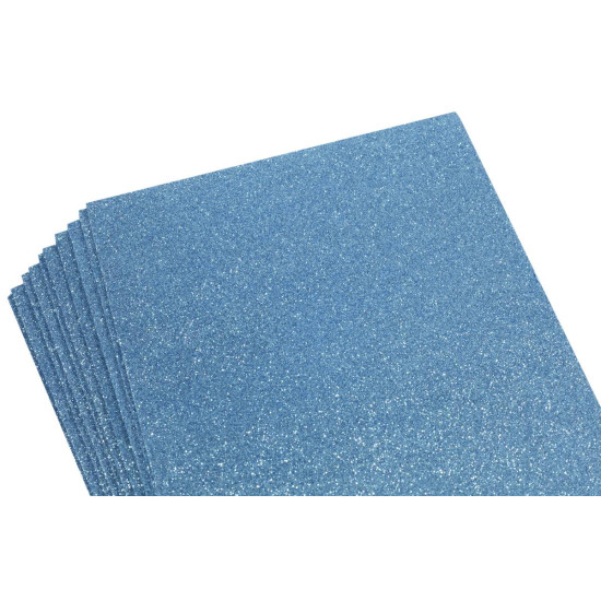Светло-голубой  фоамиран с глиттером (10листов) (8955)