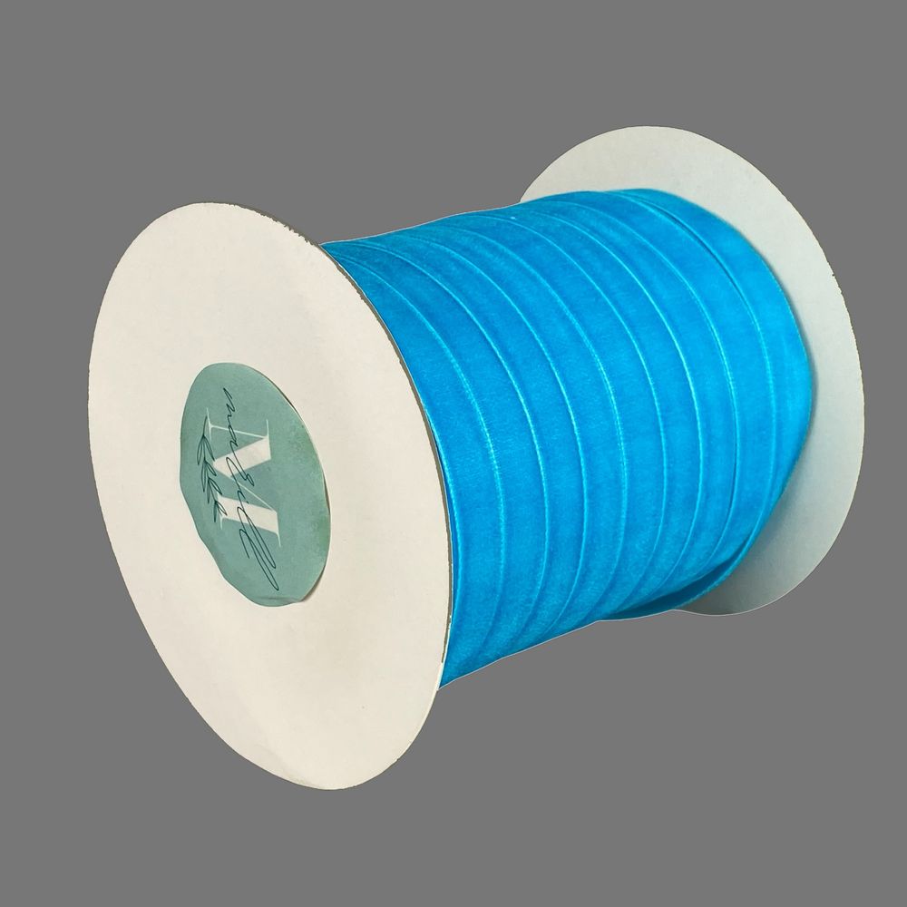 Оксамитова стрічка  1,0 см х 50 ярдів Блакитний Marill (D00910- 32)