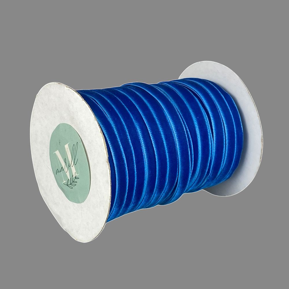 Оксамитова стрічка  0,6 см х 50  ярдів Синій Marill (D00806- C 34)