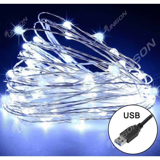 РОСА 100 LED, 220В +USB, 10м, білий +FLASH (1901-030)