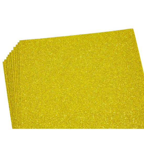 Фоаміран 1,7мм золото з глітером  10 аркушів  (самоклейка) (17GLKA4-004)