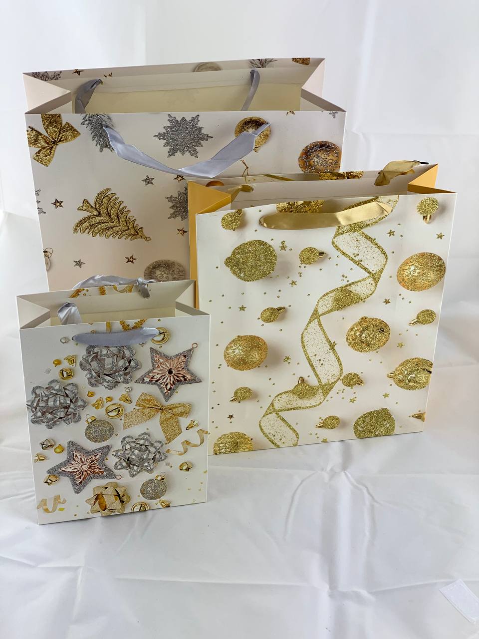 Новогодний подарочный пакет, 18х23х10см,  977S Золотой Unison (977S)