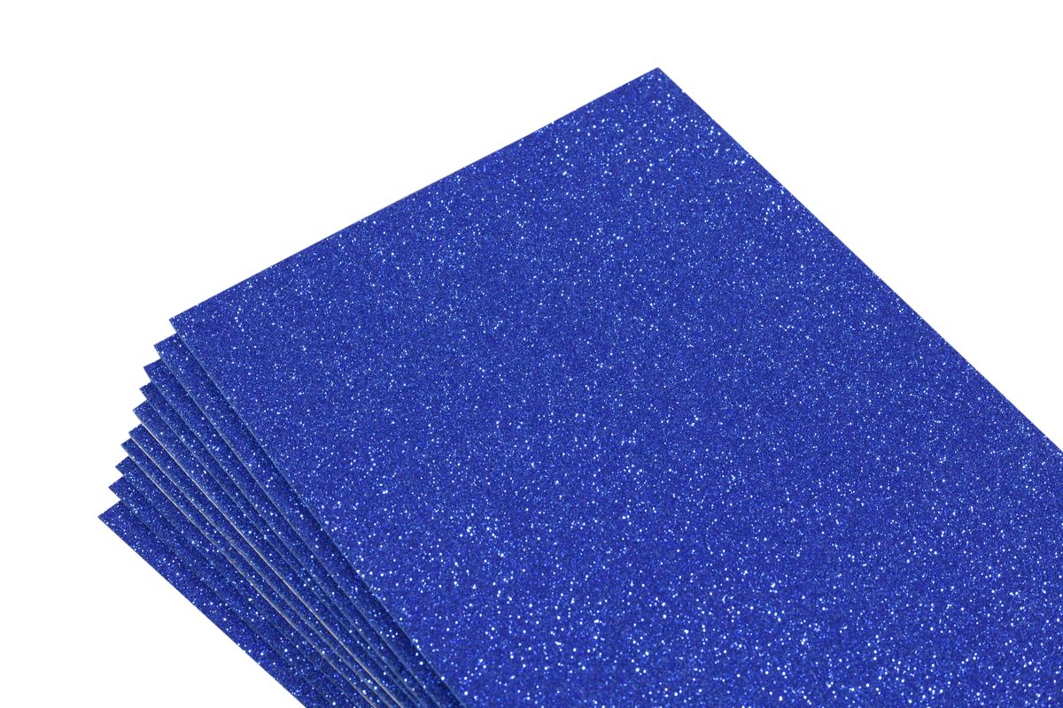 Фоамиран 1,8мм темно синий  с глиттером -10листов- самоклейка, 8677 (8677)