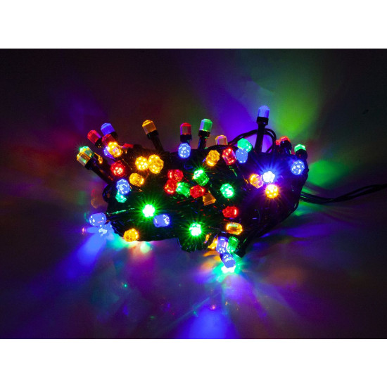 Гирлянда  LED 100 - рубин, провод черный 8м (8 режимов) (2-10)