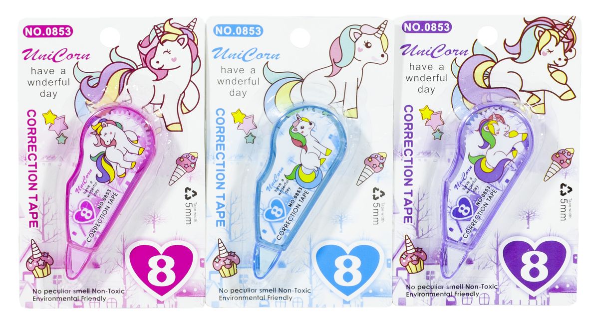 Корректор ленточный  8 м "Единорог" 3 дизайна. 0853 (0853)
