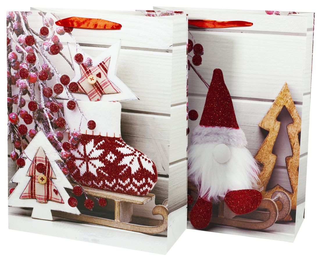 Пакет подарунковий 9489L,  новорічний з глітером, 31*40*12cm (9489L)