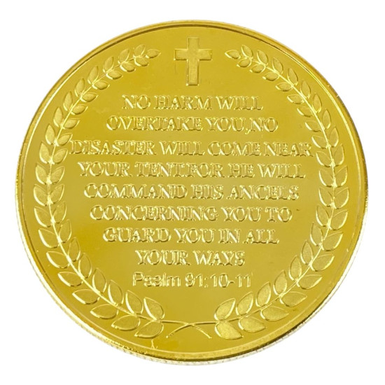 Монета-сувенир Архангел Михаил Архистратиг- королевская на золоте (Cs - 1018)