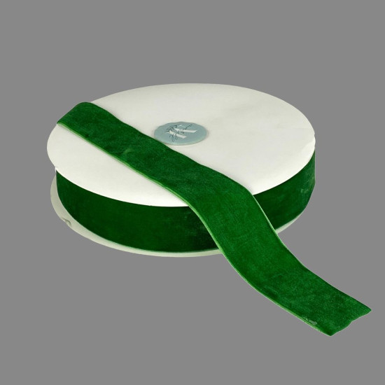 Оксамитова стрічка  4 см (±5мм) х 30 ярдів Зелений Marill (D00840- C 27)