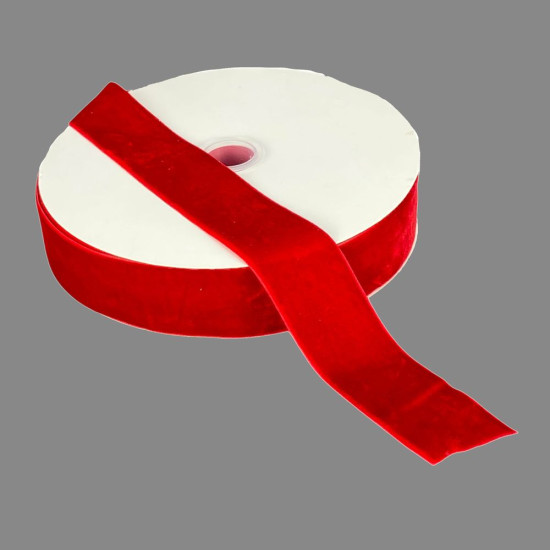 Оксамитова стрічка  4 см (±5мм) х 30 ярдів Червоний Marill (D00840- C 23)