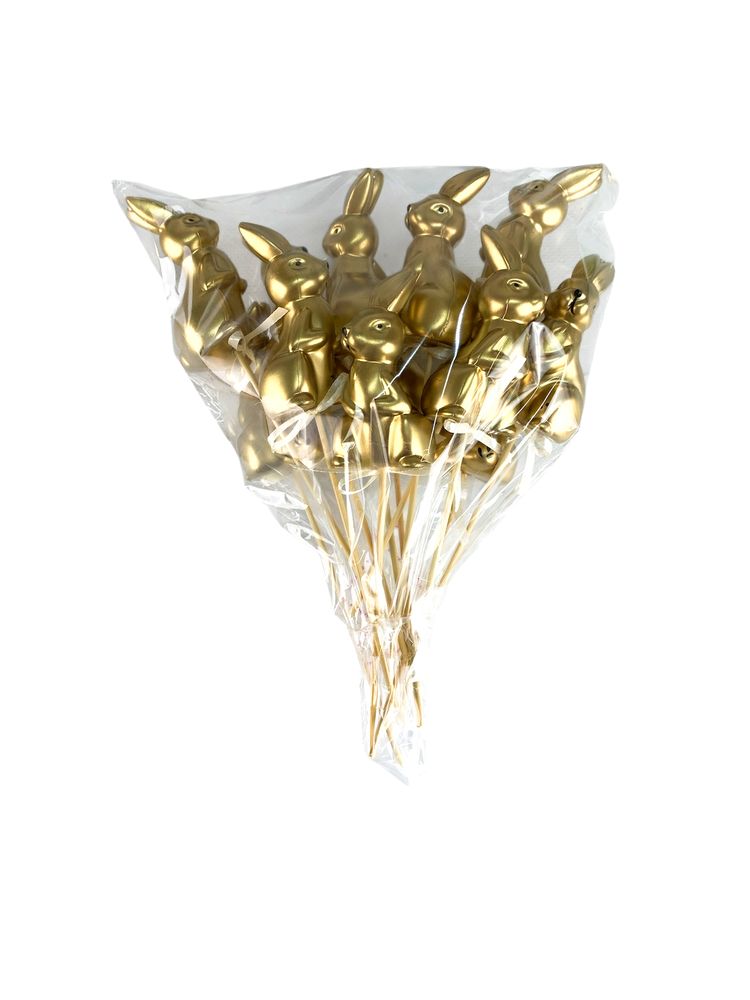 Набір золотих великодніх кроликів  см -8шт на паличці (L00169)