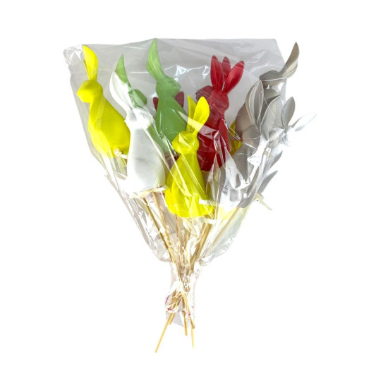 Набір кольорових великодніх кроликів  см -12шт на паличці (L00172)