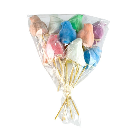 Набір кольрових оксамитових великодніх птахів  см -12шт на паличці (L00209)