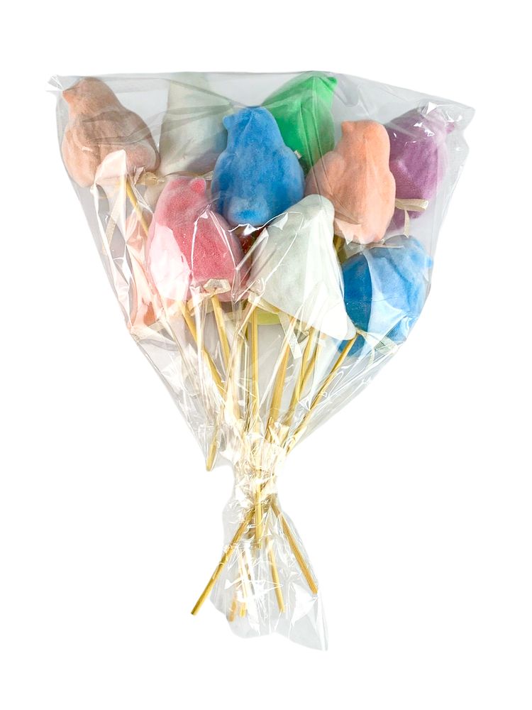 Набір кольрових оксамитових великодніх птахів  см -12шт на паличці (L00209)