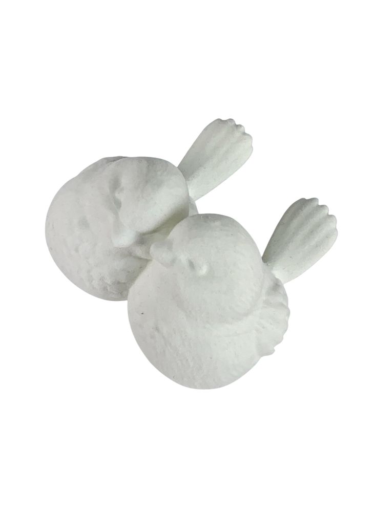 Фігурка для пасхального декору "Дві пташки" білі оксамитові (L00217)