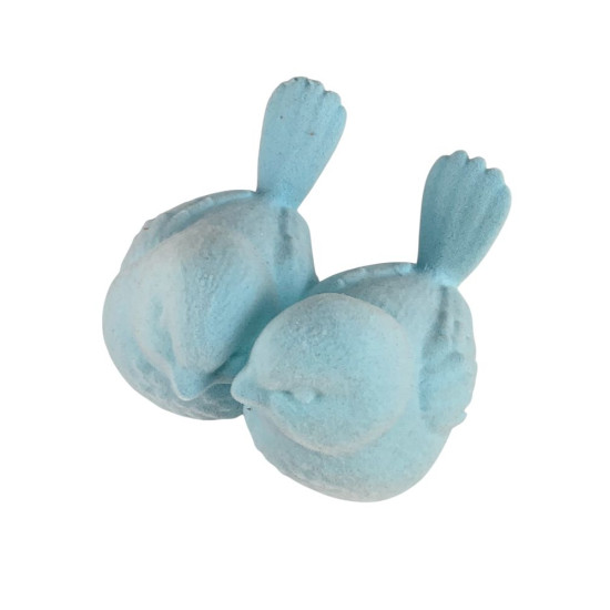 Фігурка для пасхального декору "Дві пташки" блакитні оксамитові (L00217.1)