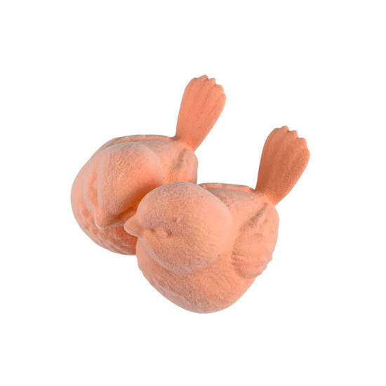 Фігурка для пасхального декору "Дві пташки" персикові оксамитові (L00217.3)