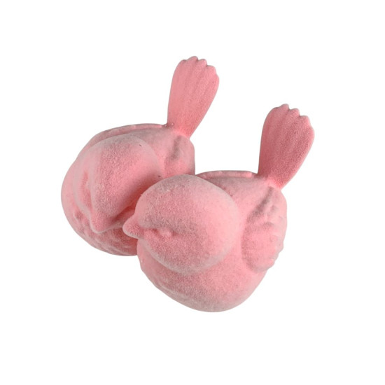 Фігурка для пасхального декору "Дві пташки" рожеві оксамитові (L00217.5)