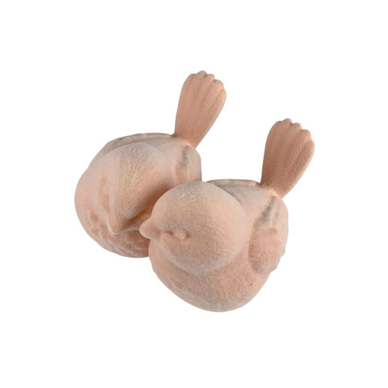 Фігурка для пасхального декору "Дві пташки" пудра оксамитові (L00217.7)